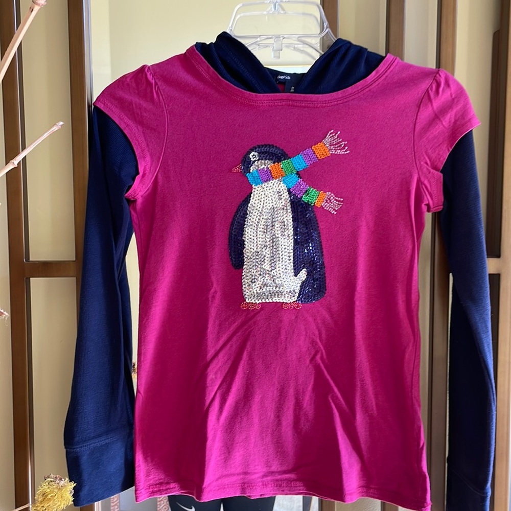 Gap kids hooded long sleeve T shirt